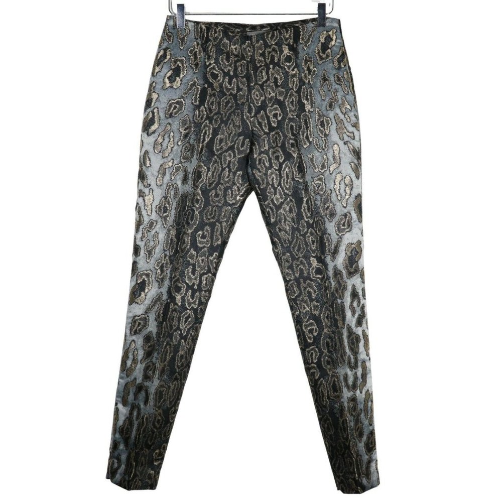 NWT Vince Camuto Dillards Exclusive Leopard Print Pants Size 2 Silver Jacquard - Picture 1 of 6